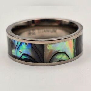 Titanium & Mother of Pearl Mens Ring